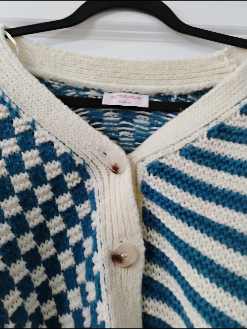 Butter Melon Quirky Eclectic Kidcore Chunky Retro Knit Cropped Cardigan Size S - Picture 4 of 7
